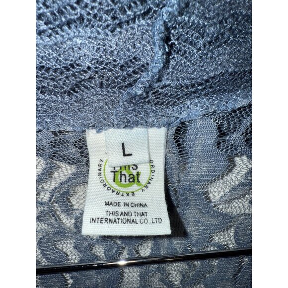 This & That Long Blue Open Front Cardigan Size Large - Picture 8 of 13